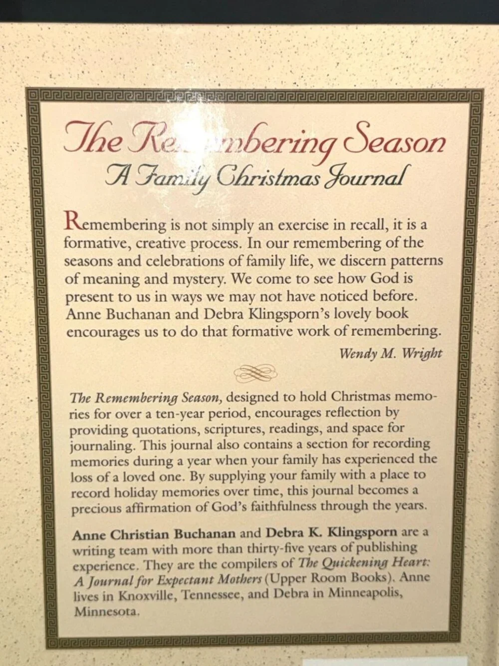 The Remembering Season A Family Christmas Journal
